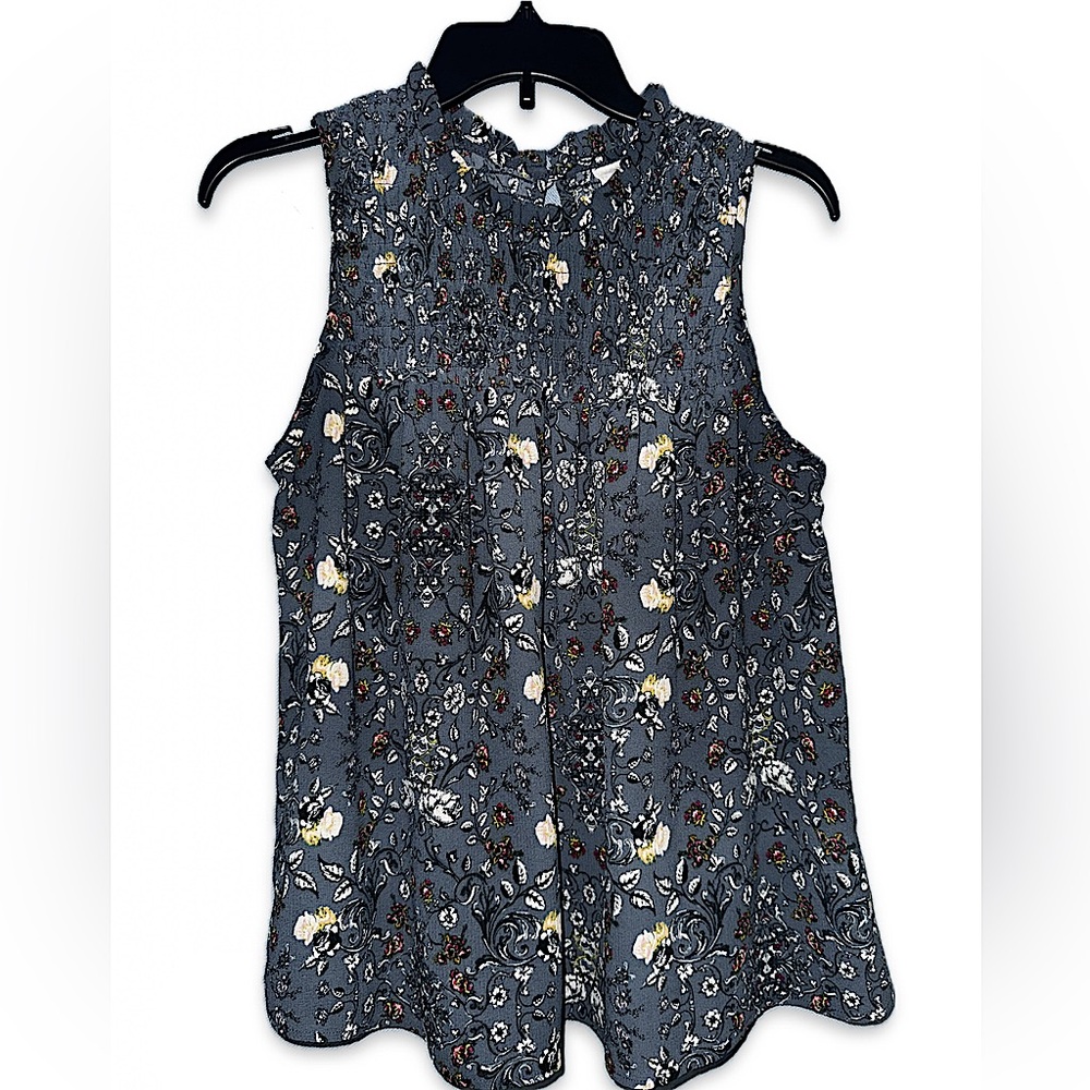 Knox Rose Mock Neck Floral Sleeveless Top - Sz Med